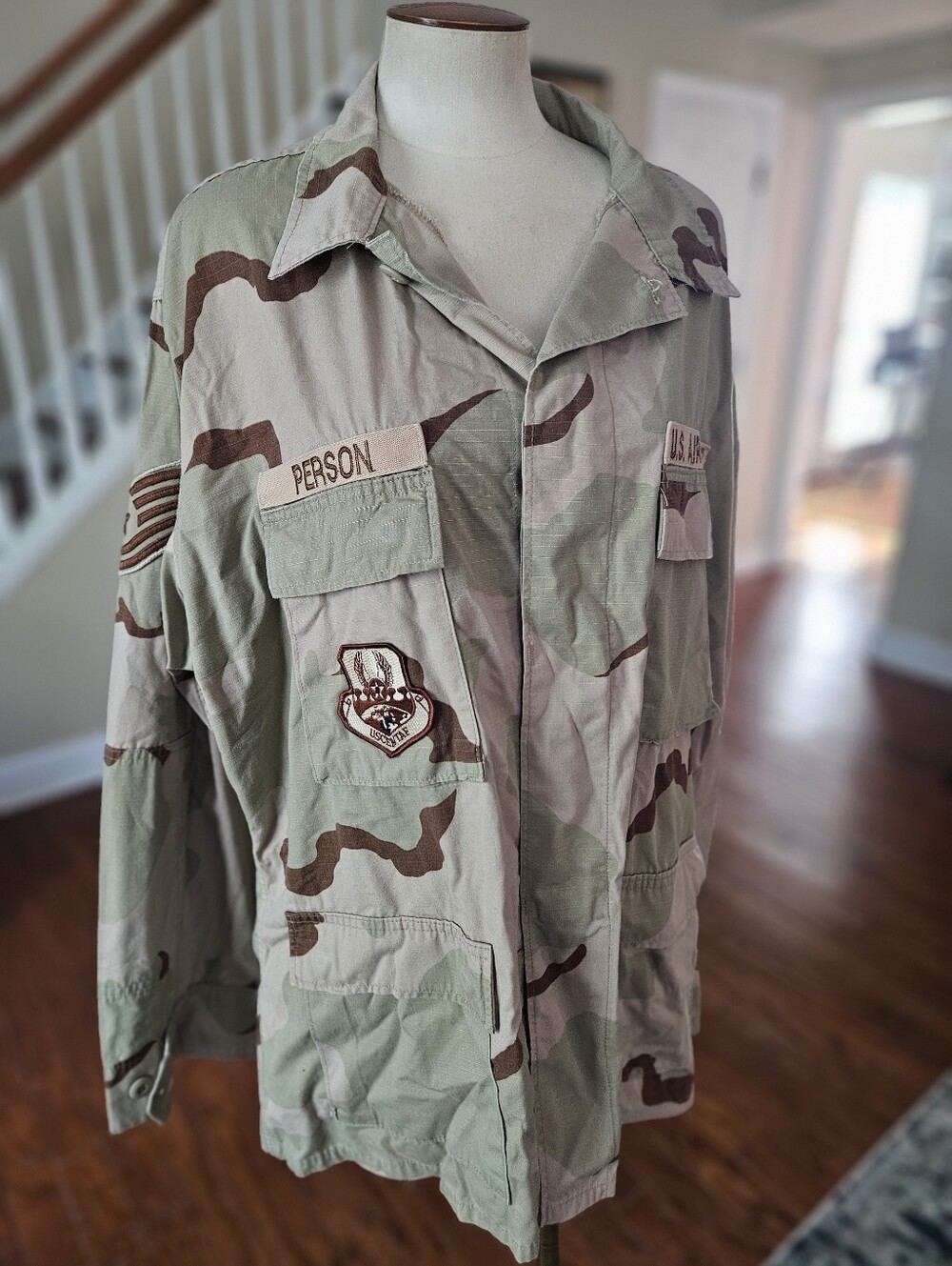 VTG 90s Air Force Desert Camo Jacket With Patches XL